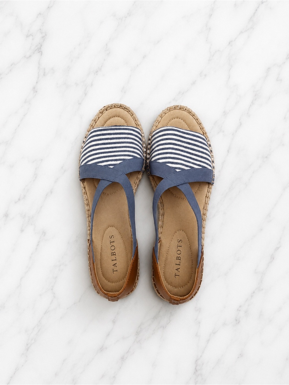 Talbots Blue and White Striped Espadrille Flats